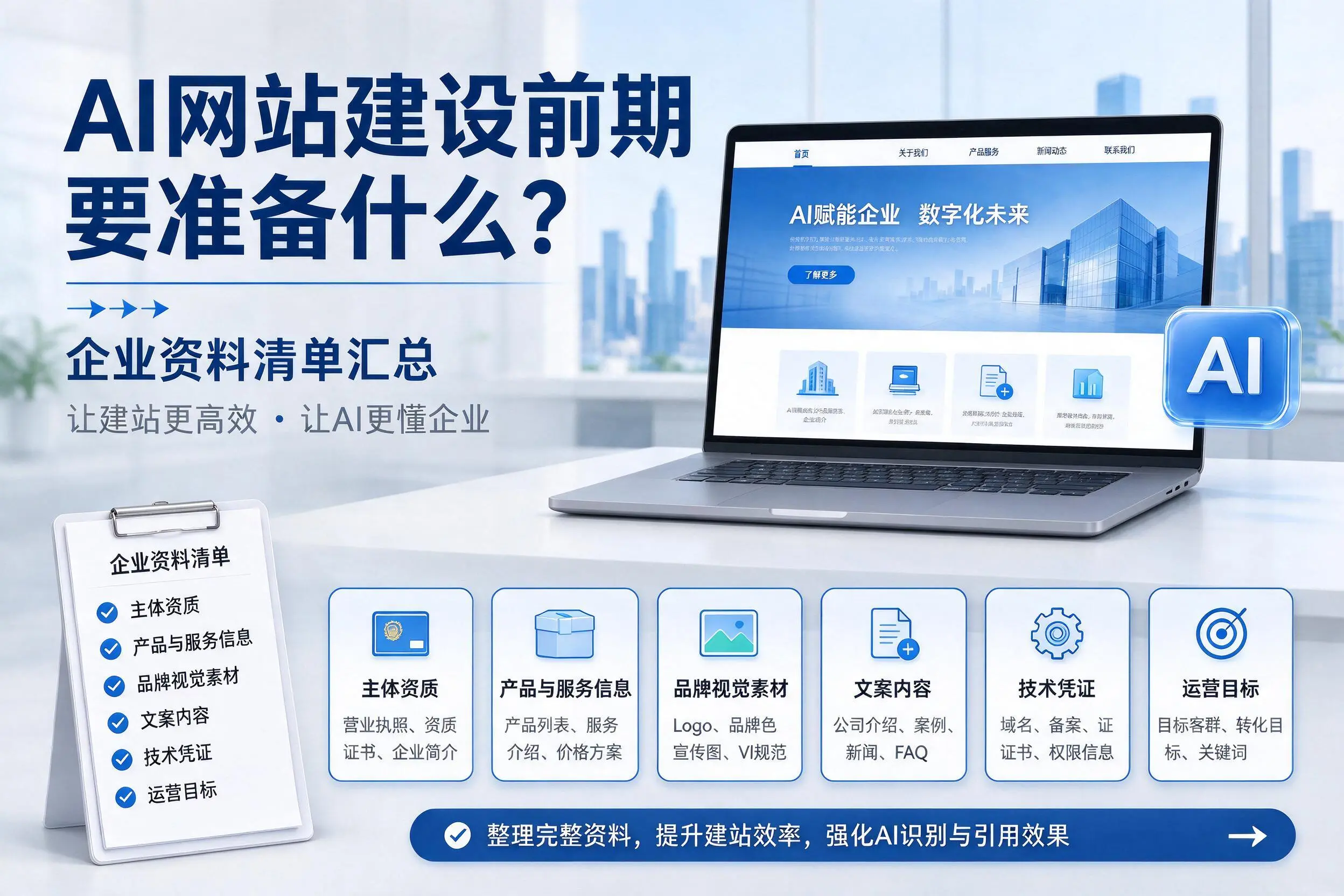 AI网站建设前期要准备什么?唐山企业资料清单汇总