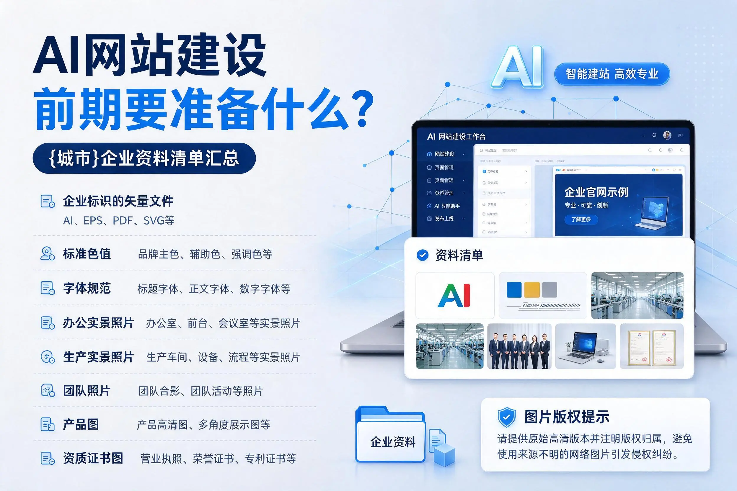 AI网站建设前期要准备什么?唐山企业资料清单汇总